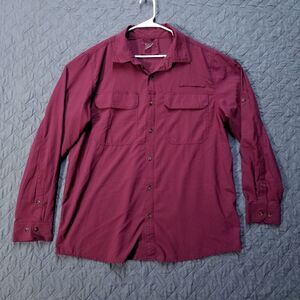 33.000ft Shirt Mens XL Red Button Up Long Sleeve Collared Dark Sun Protection
